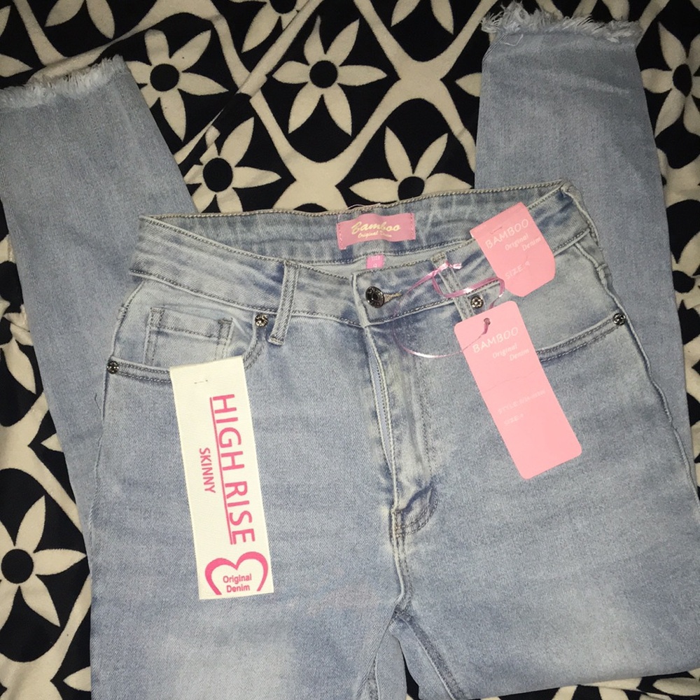 Bamboo Light Blue High Rise Skinny Jeans